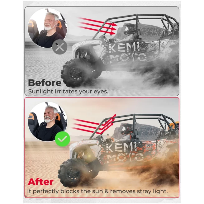 Oversized Upgraded UTV Sun Visor Mirror for 1.5”-2” Roll Bars - Image 4