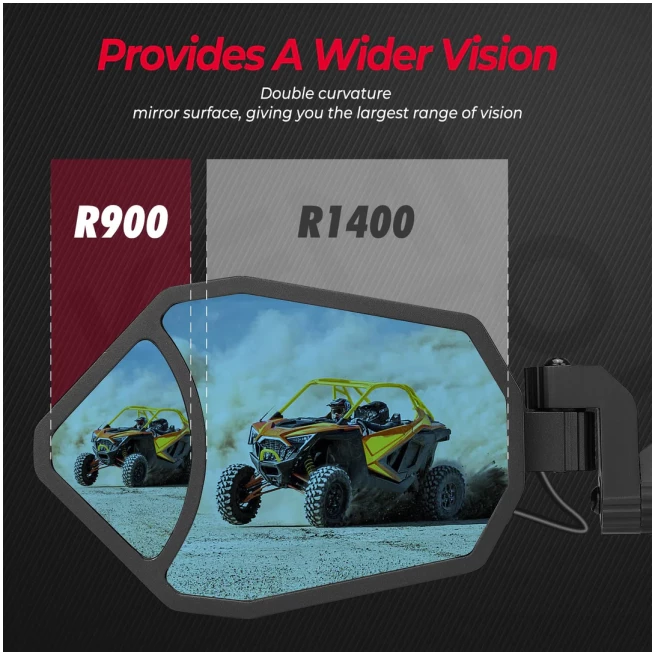 UTV RGB 1.62"-2'' Rear View Side Mirrors with Bluetooth (1 pair) - Image 6