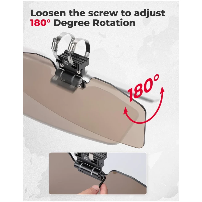 Oversized Upgraded UTV Sun Visor Mirror for 1.5”-2” Roll Bars - Image 5