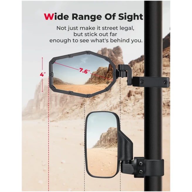 Side Mirrors with LED Turn Lights for 1.6"-2" Roll Bar (New Design) - Image 6