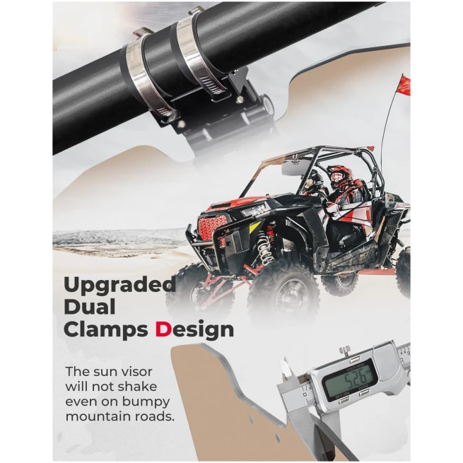 Oversized Upgraded UTV Sun Visor Mirror for 1.5”-2” Roll Bars - Image 7