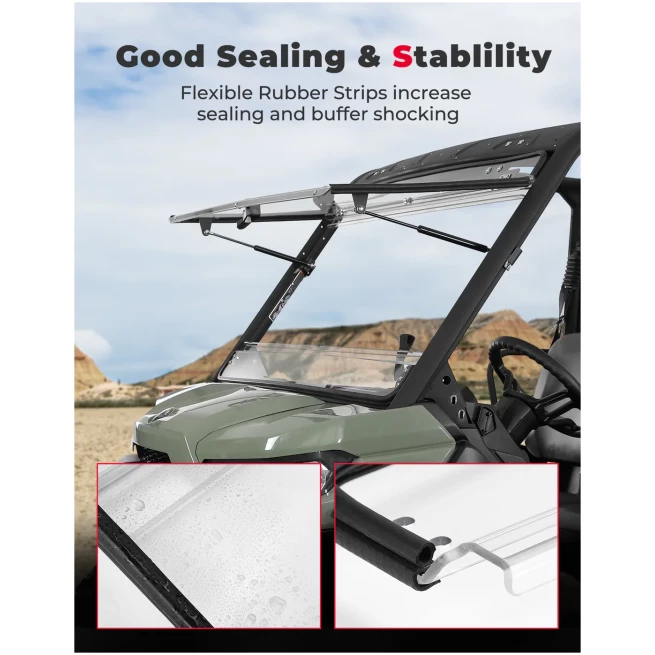 2-in-1 Flip Windshield 1/5" Thick Polycarbonate for Can-Am Defender HD5/8/10 - Image 5