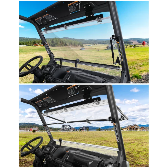 2-in-1 Flip Windshield 1/5" Thick Polycarbonate for Can-Am Defender HD5/8/10 - Image 7