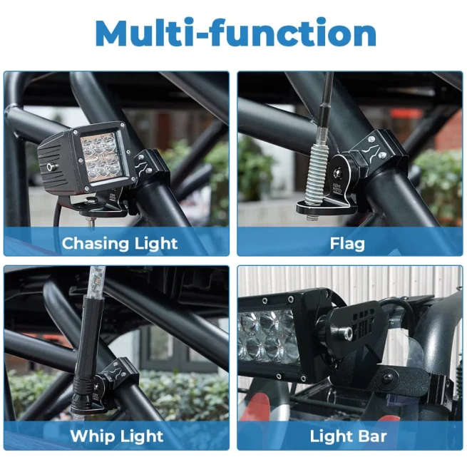 UTV Flag Mount/Whip Light Mount for 1.75 to 2 inch Roll Bar - Image 4