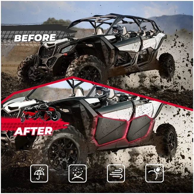 4pcs Lower Doors Panels with Metal Frame for Can-Am Maverick X3 MAX - Image 2