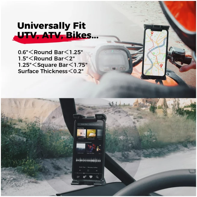 Universal Phone Holder for 0.6-1.25"/1.5-1.75" Roll Bar - Image 6