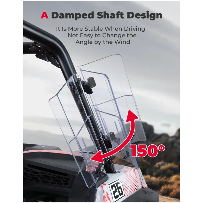 2PCS UTV Side Wind Deflectors for Can-Am / Polaris fit 1.5-2.2 inch Roll Bar - Image 5
