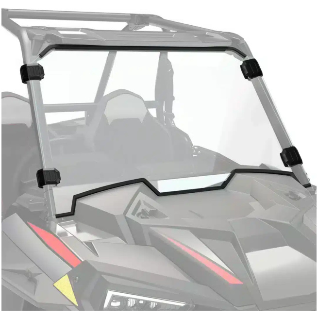 Front Full Windshield with 4 Black Clamps for Polaris RZR