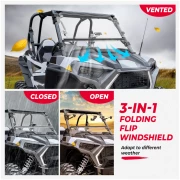 3-IN-1 Folding Windshield for Polaris RZR XP 1000 - Image 2