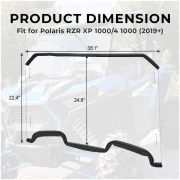 Front Full Windshield with 4 Black Clamps for Polaris RZR - Image 2