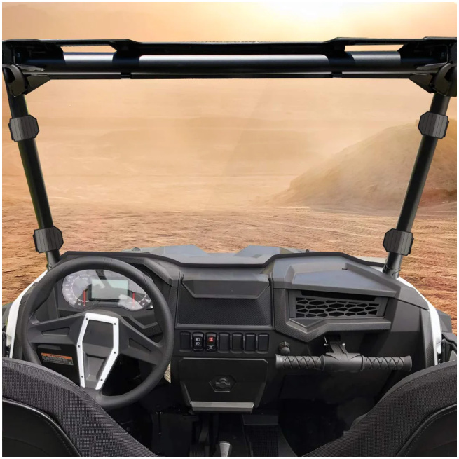 Front Full Windshield with 4 Black Clamps for Polaris RZR - Image 3