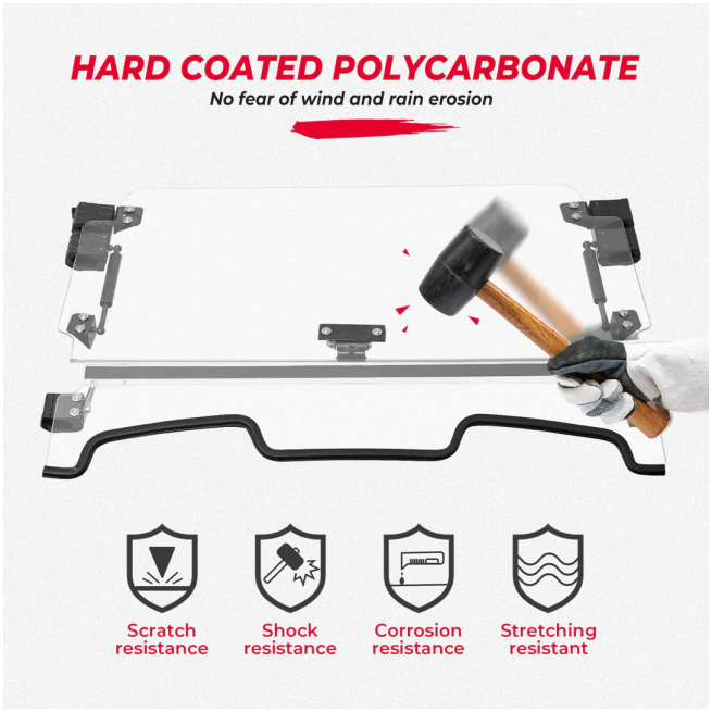 3-IN-1 Folding Windshield for Polaris RZR XP 1000 - Image 3