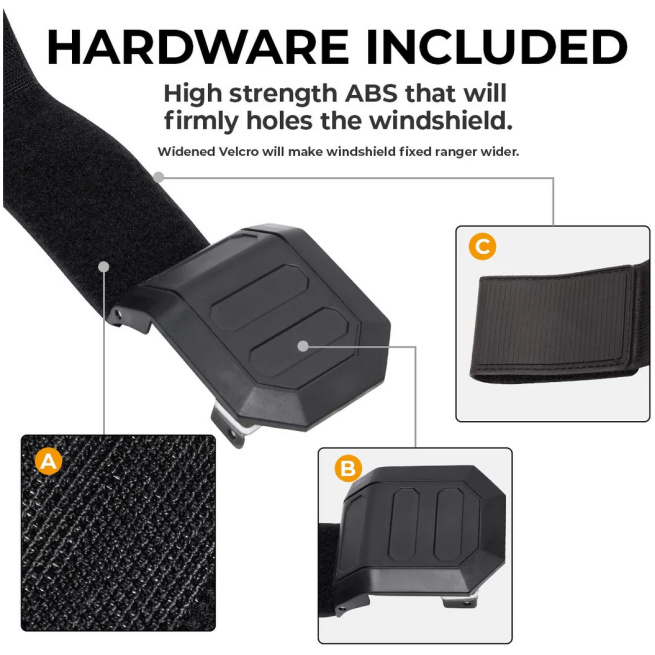 Front Full Windshield with 4 Black Clamps for Polaris RZR - Image 4