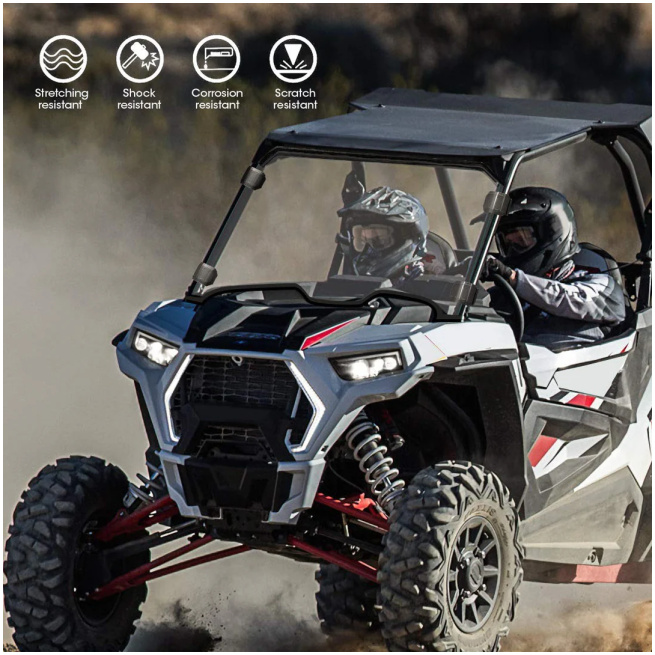 Front Full Windshield with 4 Black Clamps for Polaris RZR - Image 6