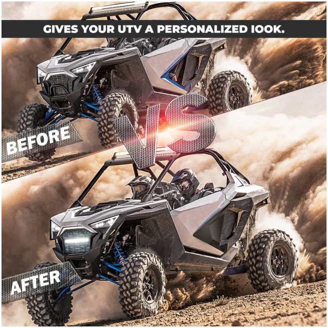 Front Mesh Grill with LED Light Bar for Polaris RZR PRO XP/TURBO R - Image 2
