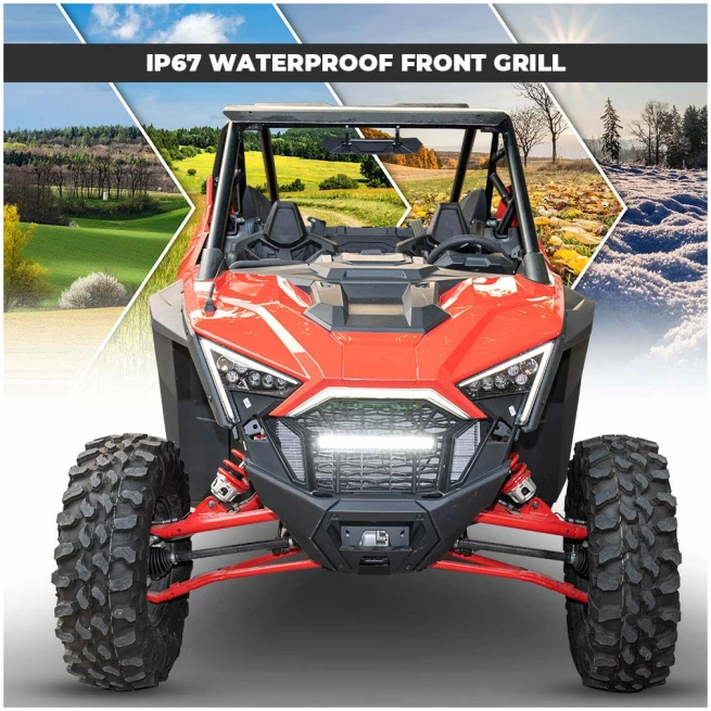 Front Mesh Grill with LED Light Bar for Polaris RZR PRO XP/TURBO R - Image 5